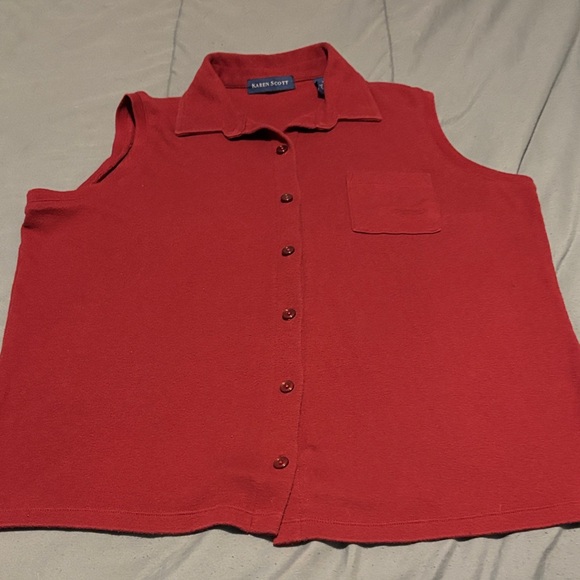 Karen Scott Tops - Karen Scott Sleeveless Button Down Shirt, Size L